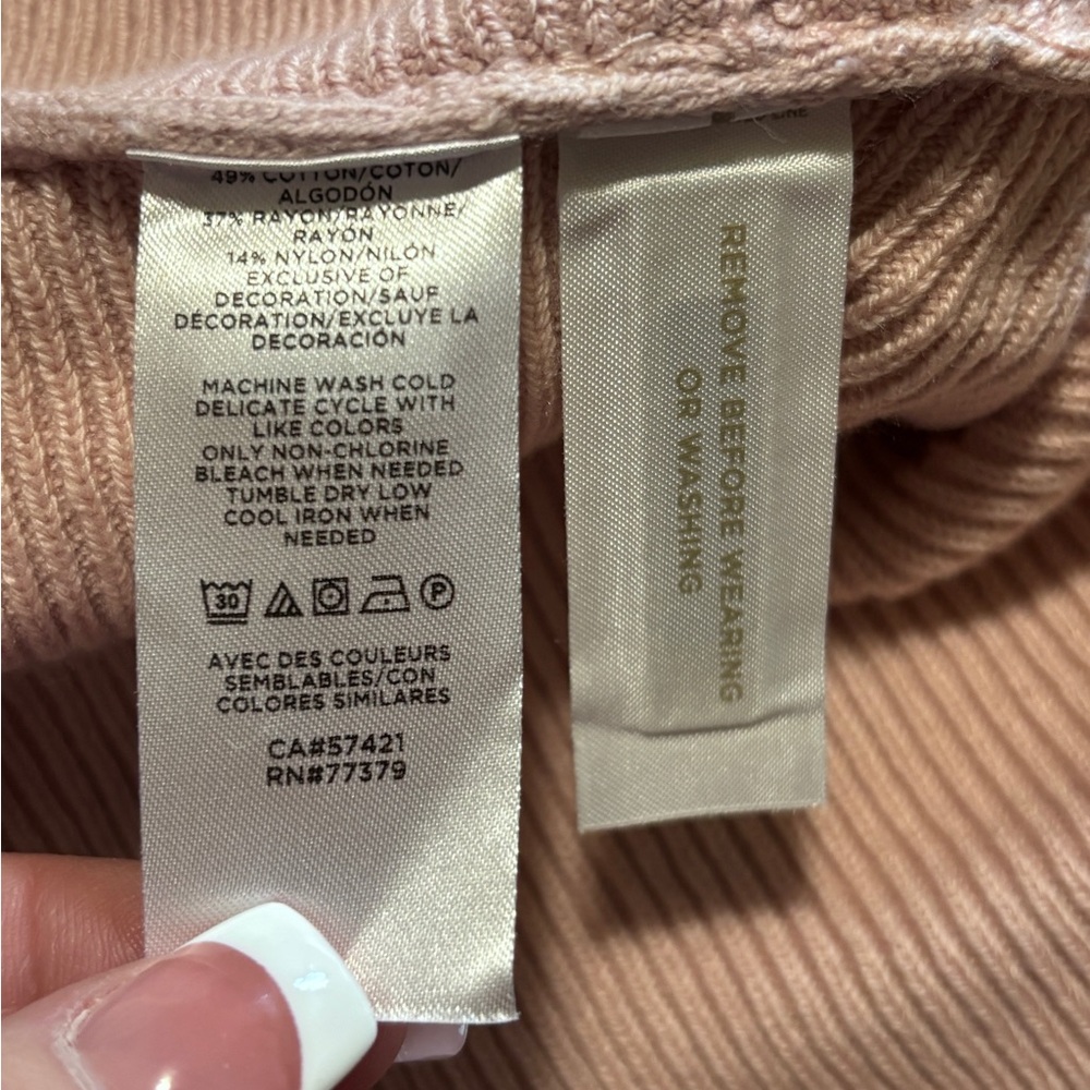 Ann Taylor Loft Light Pink Pointelle Ruffle Sweater SP NWT - Picture 6 of 6
